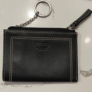 Coach Black Leather Zippered Keychain Pouch